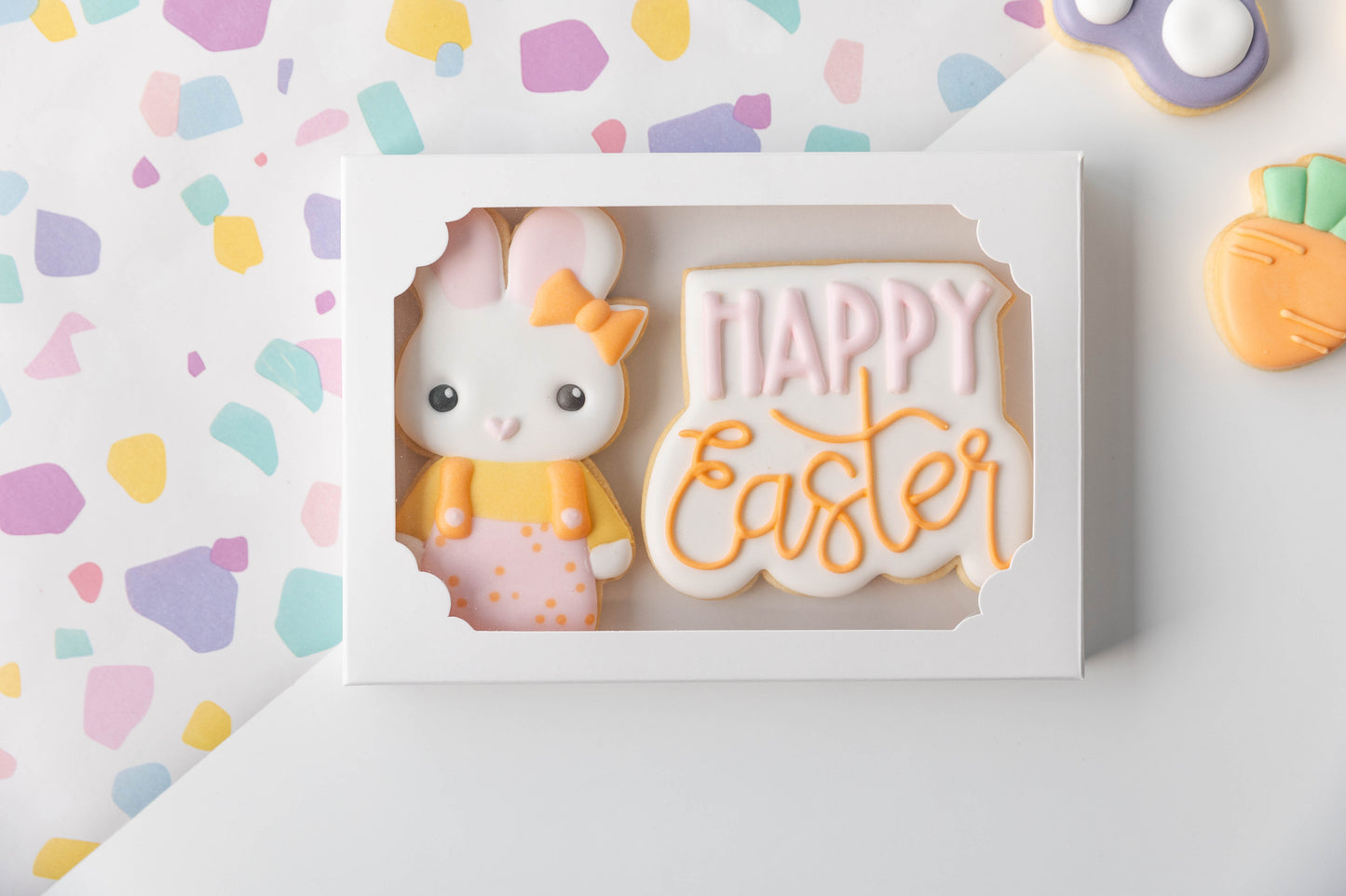 CUTE BOY/GIRL BUNNY & HAPPY EASTER PLAQUE - BOXED SET OF 2
