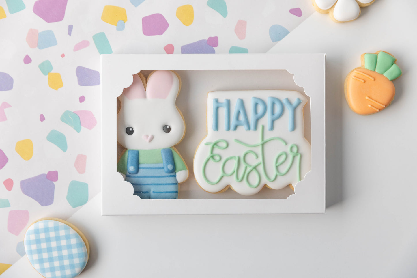 CUTE BOY/GIRL BUNNY & HAPPY EASTER PLAQUE - BOXED SET OF 2