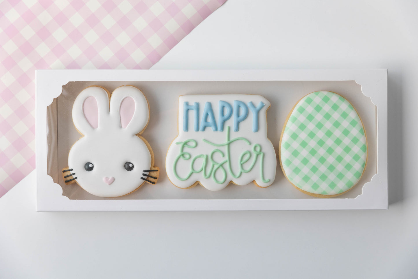 HAPPY EASTER- BUNNY & EGG- BOXED SET OF 3 (Optional Customisation)