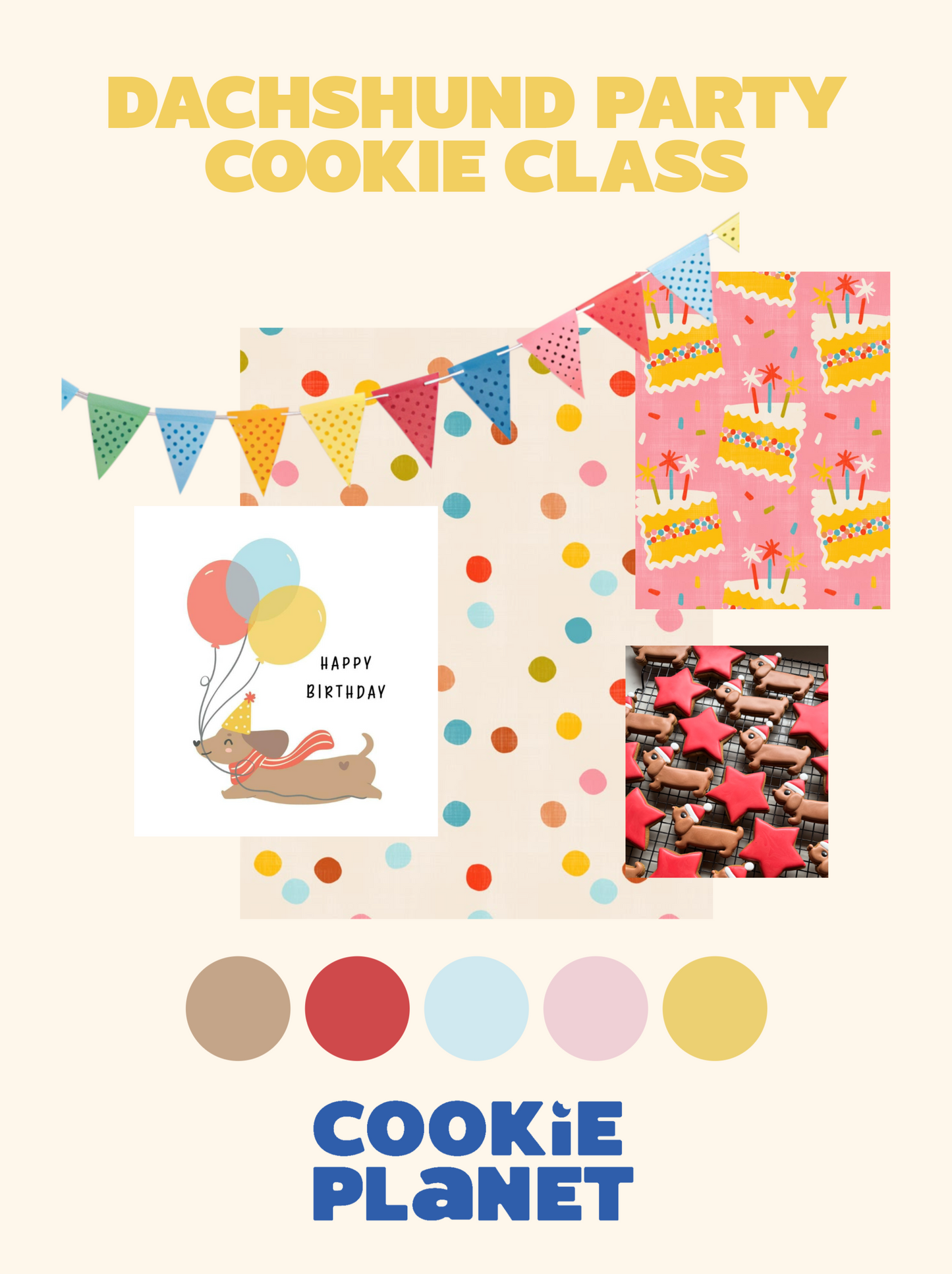 DACHSHUND PARTY- Beginner Royal icing Cookie Decorating class